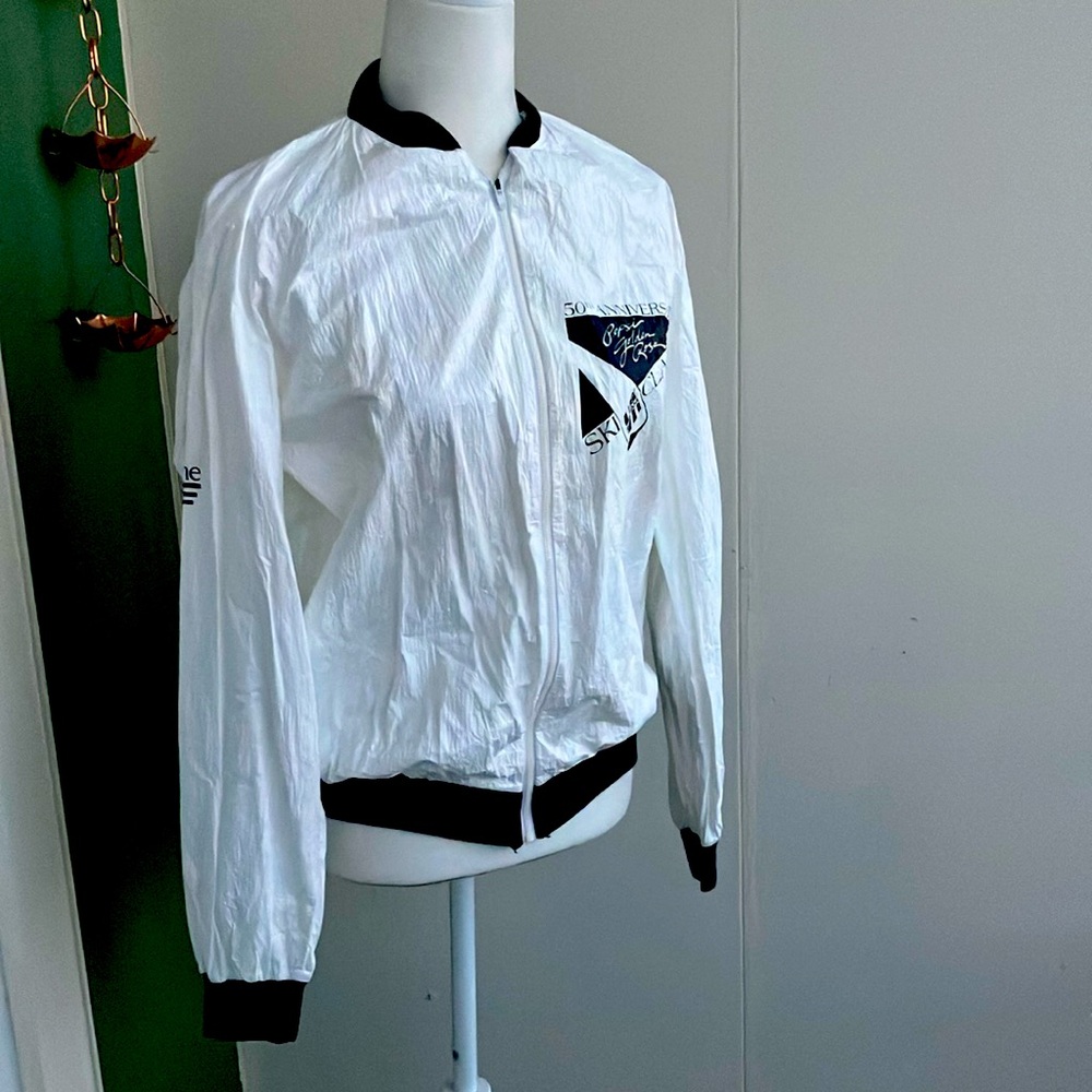 Vintage 80s Black and White Graphic Lightweight Windbreaker